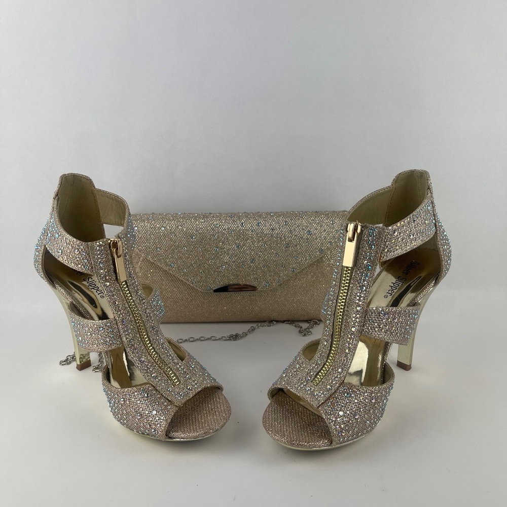 Super Cute Rhinestone Shoes and Matching Clutch